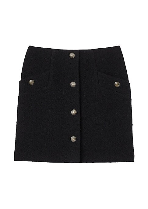 Chic Buttoned Bouclé Skirt