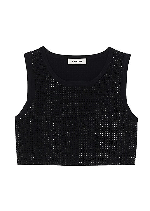 Rhinestone-Embellished Crop Top