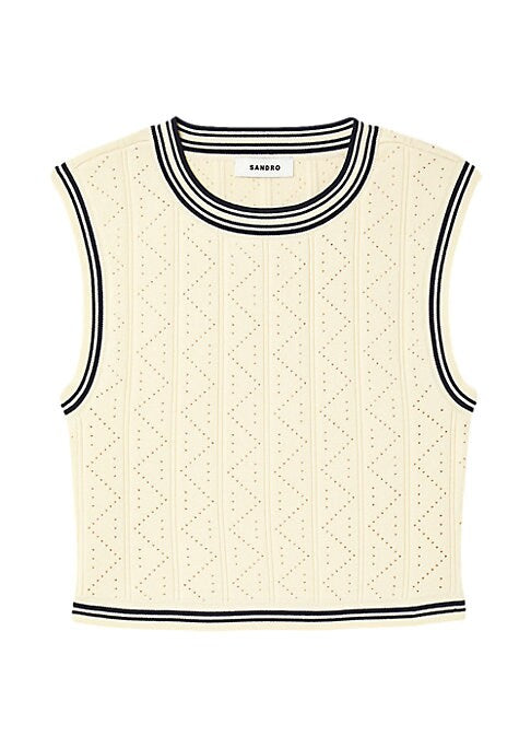 Stripe Pointelle Crop Top