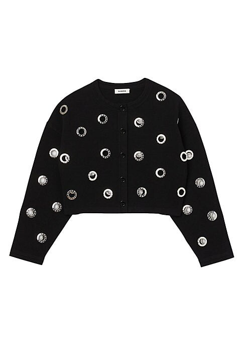 Eyelet Button-Up Cardigan