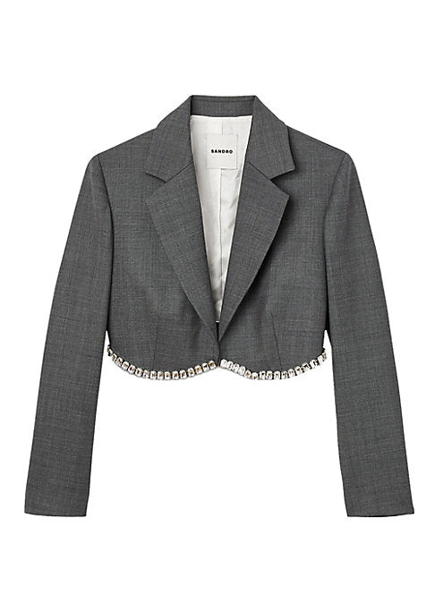 Rhinestone Cropped Blazer