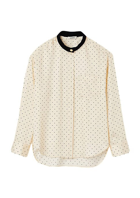 Velvet Collar Dot Top