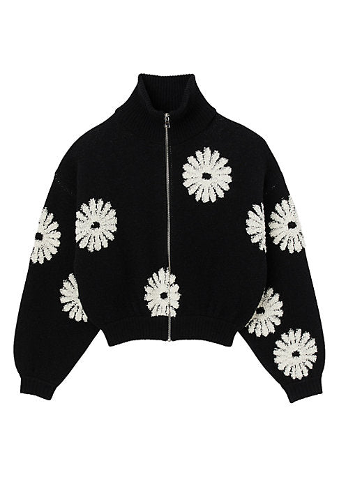 Floral Zip Neck Sweater