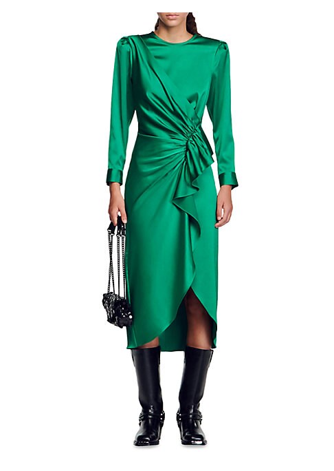 Elegant Ruffle Wrap Dress