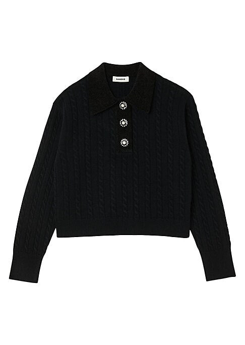 Velvet Collar Knit Sweater