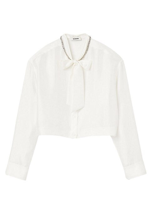 Rhinestone Tie Twill Top