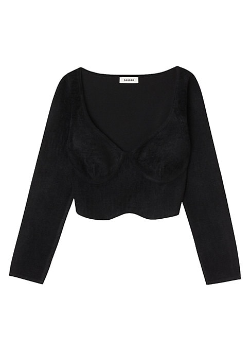 Velvet Corset Crop Sweater