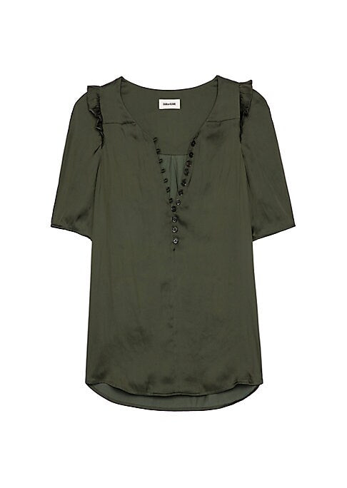 Elegant Ruffle Satin Top