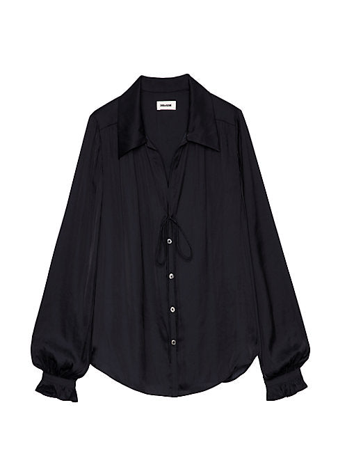 Elegant Satin Tie Blouse