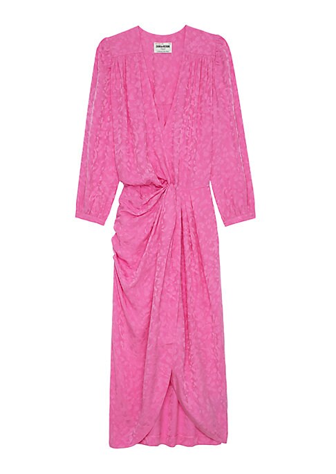 Twist-Front Silk Midi Dress