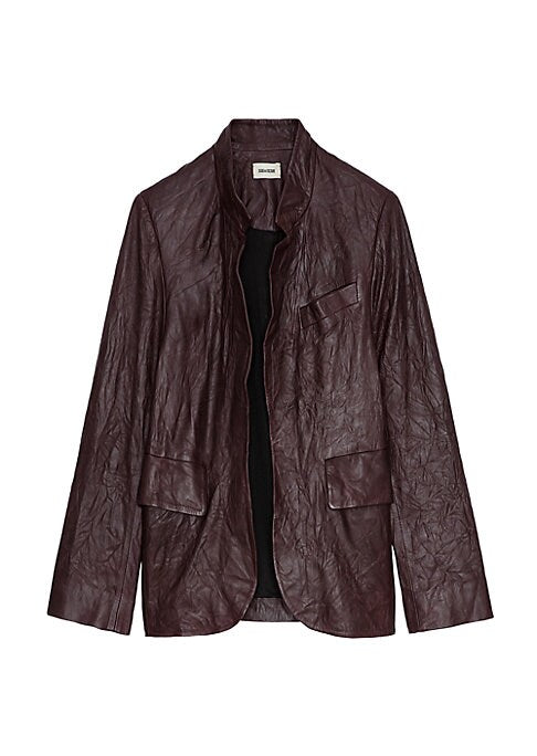 Sleek Leather Open Jacket