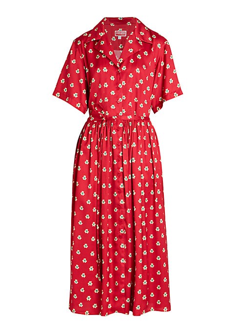 Floral Satin Midi Dress