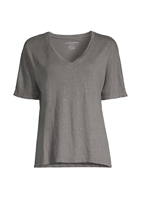 V-Neck Linen Blend Tee
