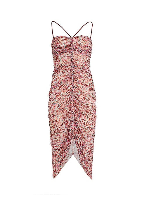 Ruched V-Neck Midi Dress