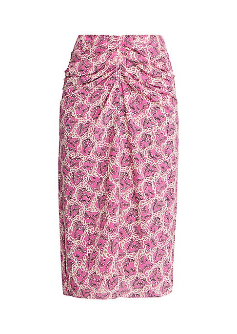 Vibrant Ruched Silk Skirt
