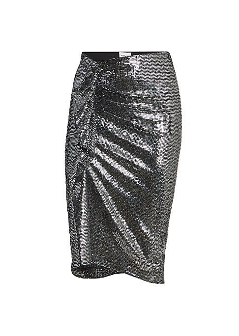 Ruffled Shimmer Midi Skirt