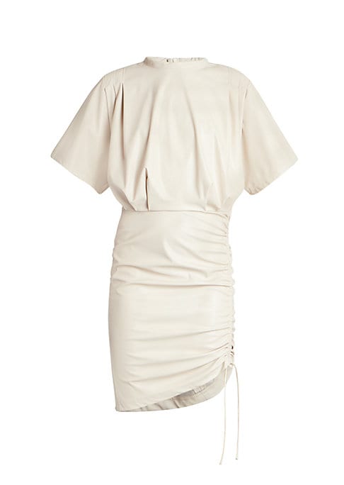 Draped Faux Leather Shift