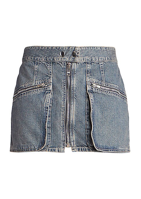 Moto Zip Denim Skirt