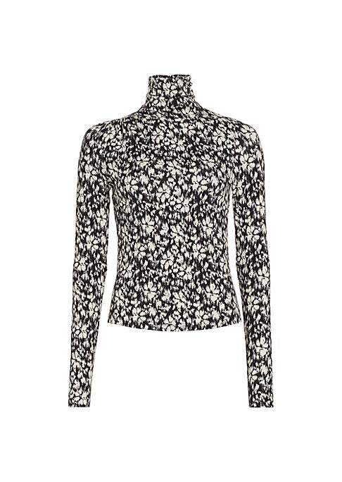 Chic Printed Turtleneck Top