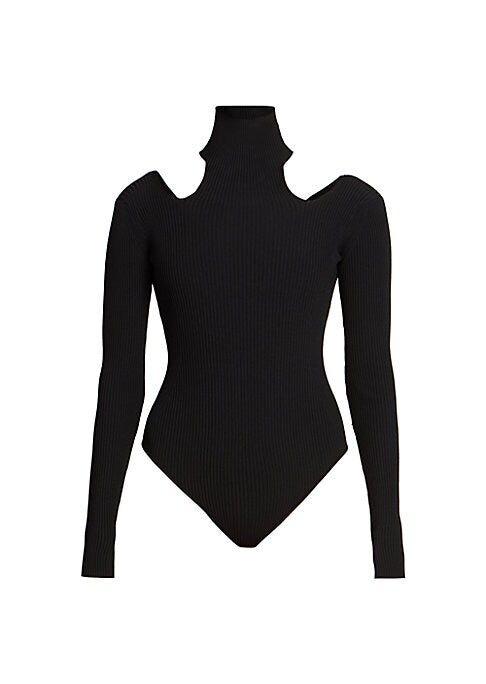 Ribbed High-Neck Bodysuit