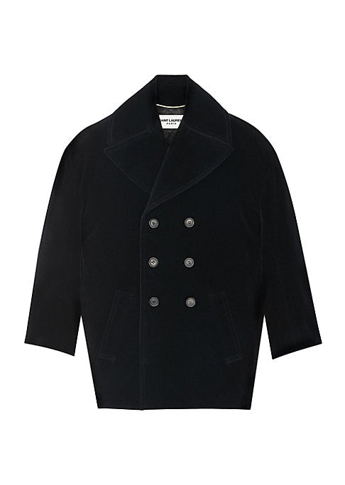 Velvet Double-Breasted Coat