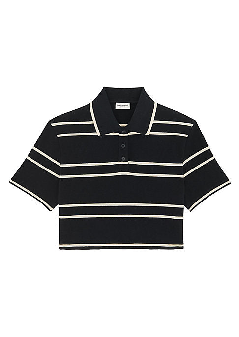 Striped Embroidered Polo Top