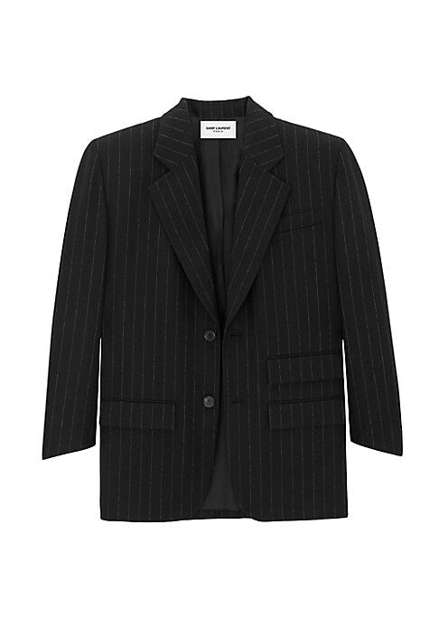 Boxy Pinstripe Wool Jacket