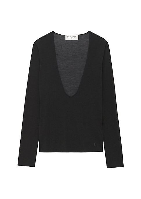 Plunging Silk Knit Sweater