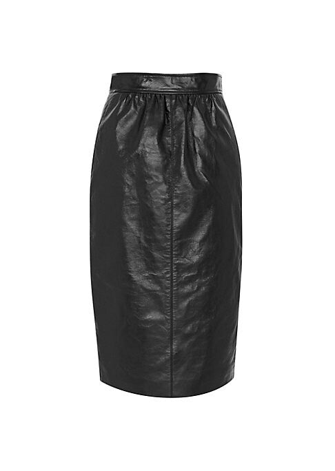 Shiny Leather Slit Skirt