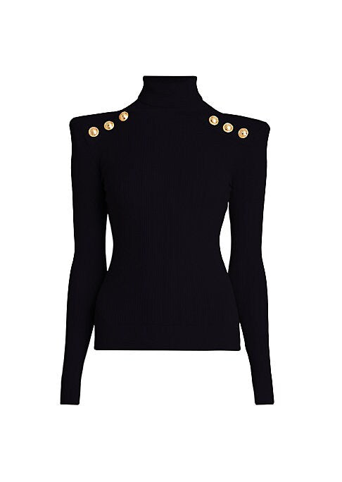 Gilded Button Turtleneck Top