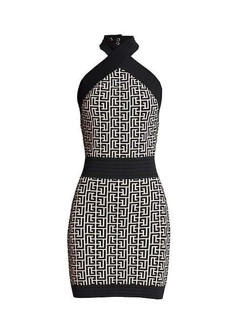 Chic Monogram Halterneck Dress