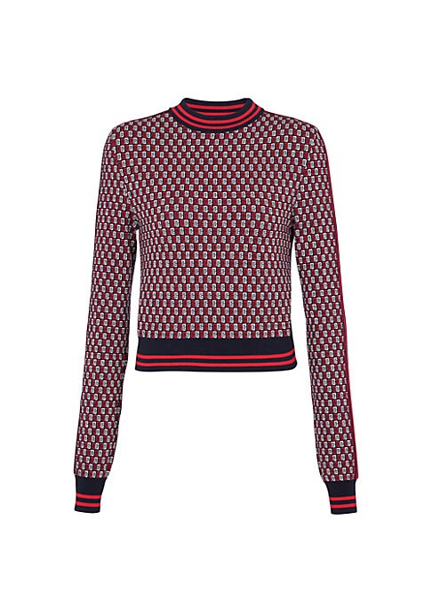 Geometric Wool Crew Sweater