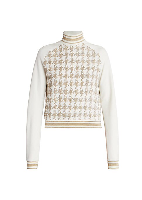 Velvet Houndstooth Turtleneck