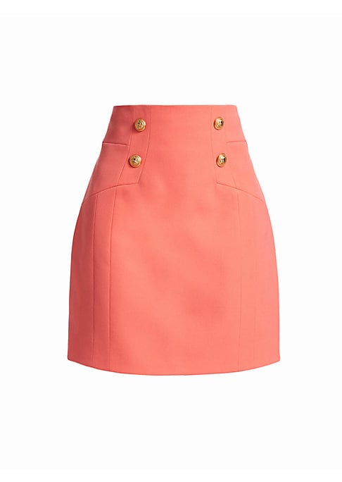 Goldtone Buttoned Wool Skirt