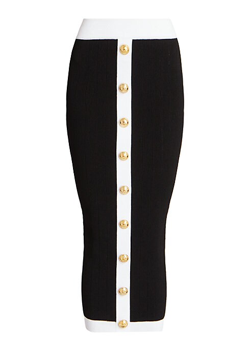 Gold Button Ribbed Skirt
