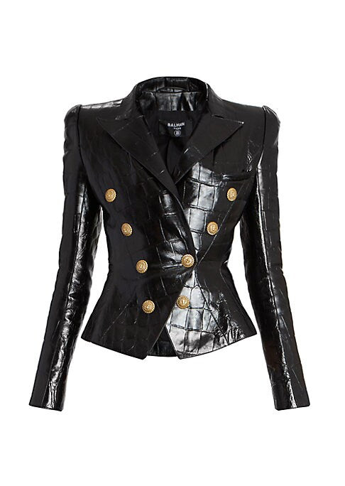 Chic Embossed Leather Blazer