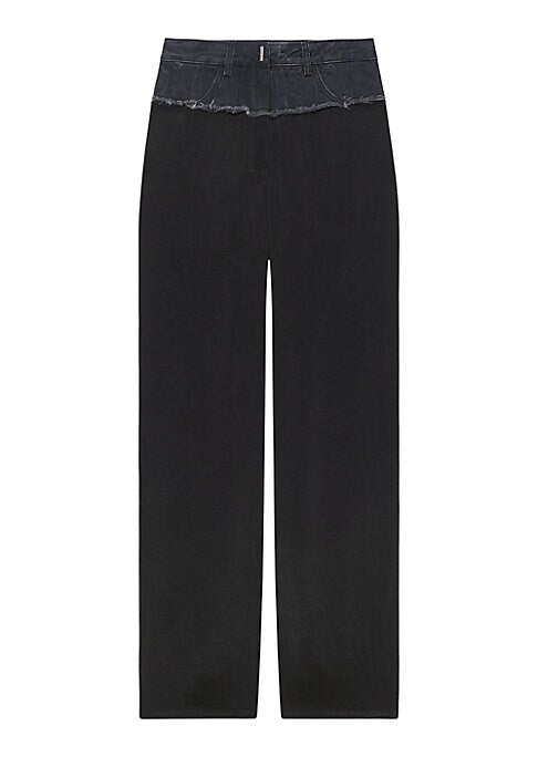 Chic Mixed Fabric Trousers