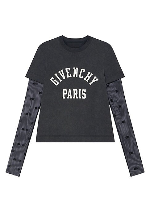 Tulle-Overlay Cotton Tee