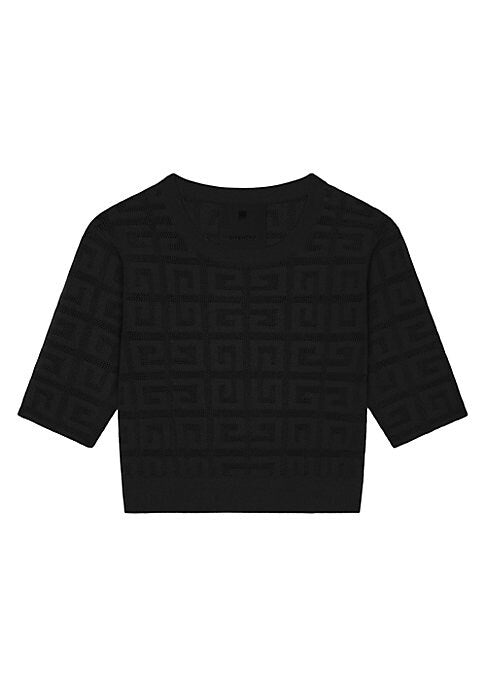 Lace-Patterned Cropped Knit