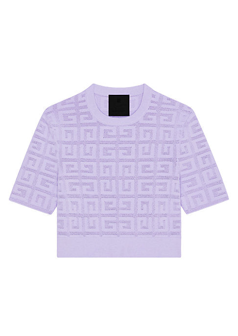 Lace-Effect Crop Sweater