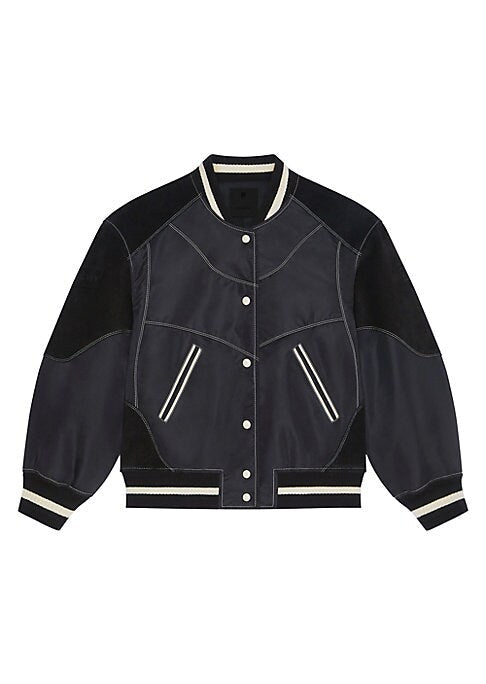 Leather Striped Varsity Jacket