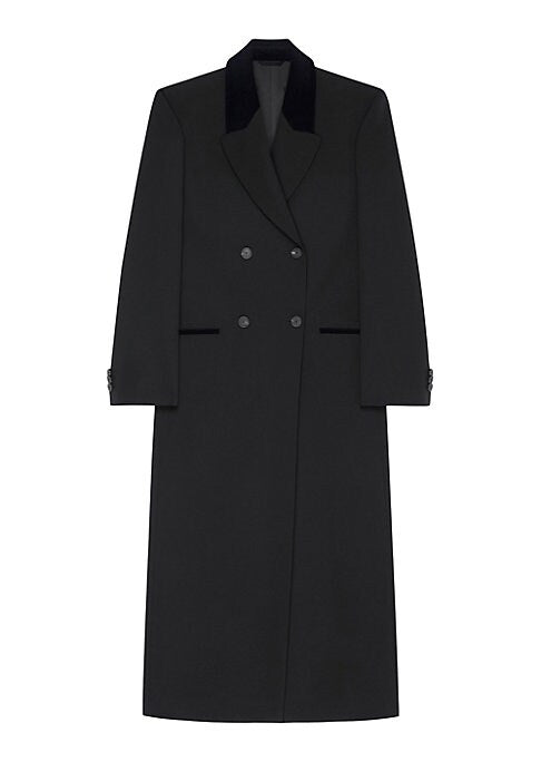 Velvet Trimmed Wool Coat