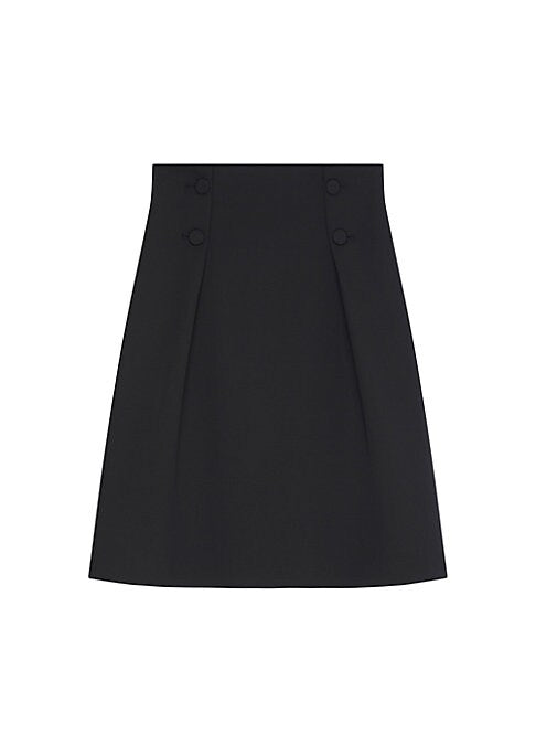 Buttoned Mini Wool Skirt