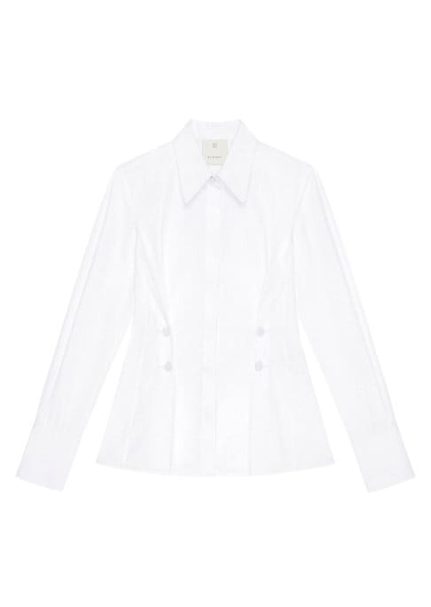 Pleated Cotton Button-Up