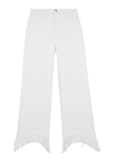 Fringe Crop Straight Jeans