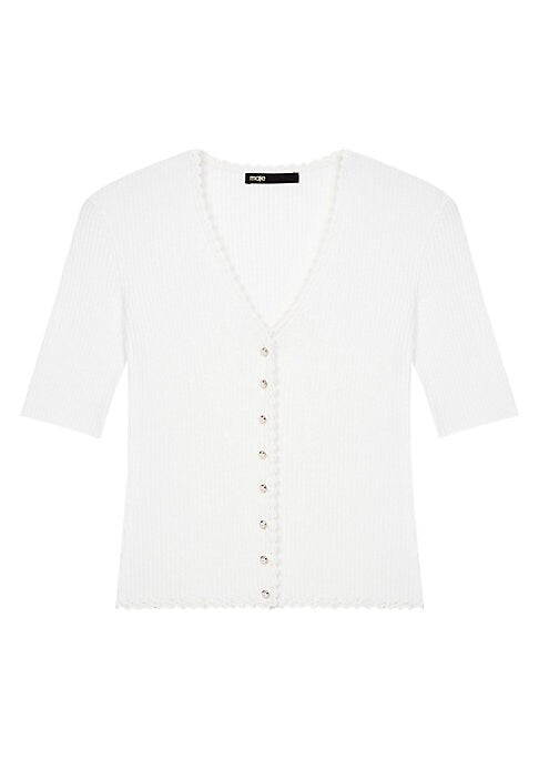 Lace-Trimmed Knit Top
