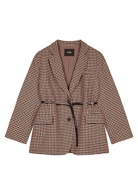 Chic Plaid Belted Blazer