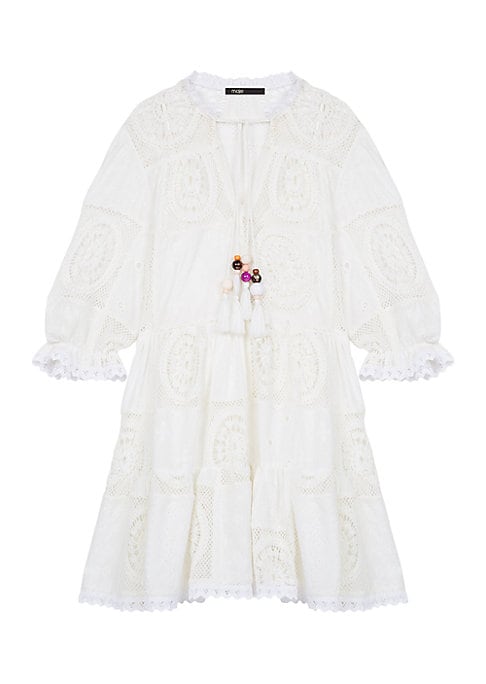 Embroidered Puff Sleeve Dress