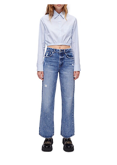 Rhinestone Wide-Leg Denim