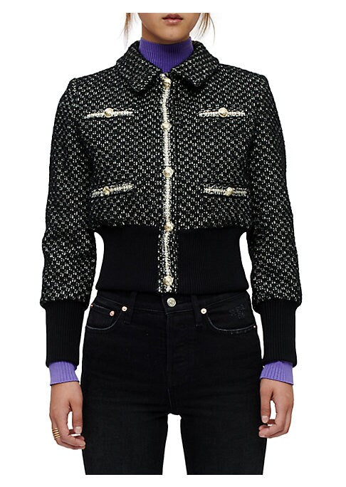 Chic Cropped Tweed Blazer